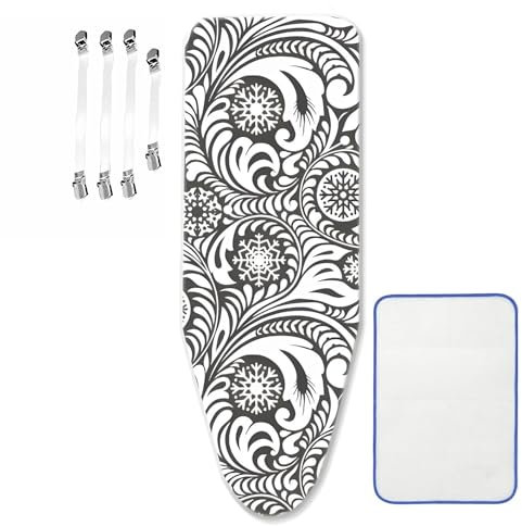 Bügelbrettbezug für Dampfbügelstation, geeignet für Bügelbrett von 30–45 cm x 110–125 cm, mit 4 Spannern, 1 Bügeltuch