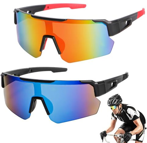 WuGU Gafas de Sol Deportivas Polarizadas - 2 Unidades Para Hombre y Mujer - UV400, Ciclismo, Conducción y Actividades Al Aire Libre