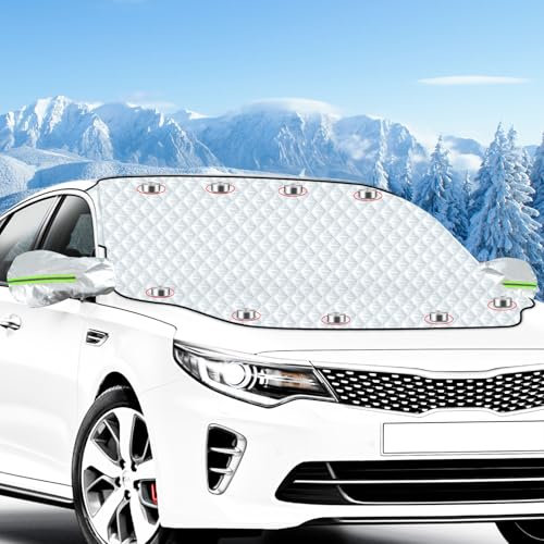 INSCN Frontscheibenabdeckung, Scheibenabdeckung Auto Winter 9 Magnet Faltbare Windschutzscheibenabdeckung Große Auto Frontscheibe Abdeckung für Schnee EIS Frost Staub Sonne UV-Schutz(157 x 126cm)