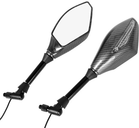 Seite Rückspiegel Motorrad Rückspiegel Blinker Seite Spiegel Mit Blinker Anzeige 10mm Für Suzuki Für Ducati Lenkerendenspiegel Motorrad(Kohlefaser)