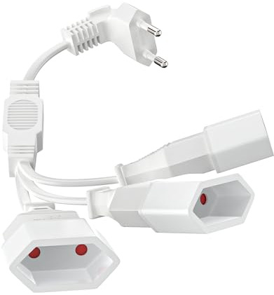 VIEVRE Cavo di prolunga 3 in 1, spina piatta, prolunga spina europea 90°, prolunga 0,75 mm², cavo di alimentazione piatto 250 V/2,5 A, cavo di prolunga piatto 50 cm per TV PC computer monitor