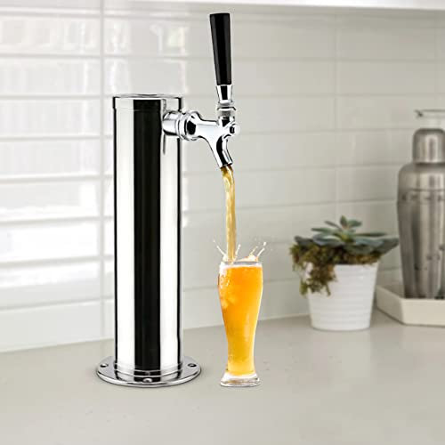MEHOOSPVN Single Tap Draft Beer Towerr, Stainless Steel Beer Tower Column Beer Dispenser Tower Beer Tower Kit with Hose, Wrench, Cover for Home Bar for House Bar Picnics Parties Easy Installation Beer