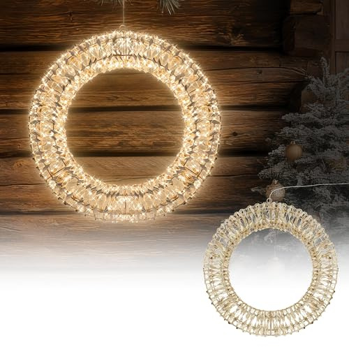 ECD Germany LED Weihnachtskranz Ø50cm mit 720 warmweißen Micro LEDs & Timer, IP44 Wasserdicht Innen/Außen, 3D Metallkranz LED Beleuchtung, Hängekranz Lichterkranz Leuchtkranz Türkranz Weihnachtsdeko