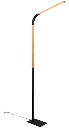 Licht-Erlebnisse LED Stehlampe Metall Holz Schwarz Natur Wohnzimmer Büro 169,5 cm 11 W 1400 lm 3000 K warmweiß schwenkbar dimmbare Stehleuchte Skandinavisch ZALTTER