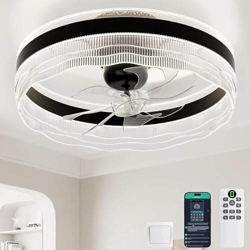 kejector Ceiling Fans with Lights and Remote, 50CM Smart Ceiling Fan Light for Bedroom, 6 Speeds Quiet, Modern Indoor Fan Lights Ceiling LED for Living Room, Dining Room, 3 Color 3000K-6500K Dimmable