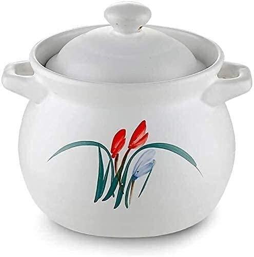 SUNMME Olla de Barro para cocinar Hecha a Mano con Tapa y asa, Cacerola Saludable de cerámica