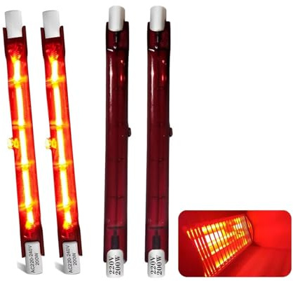 Lampadine Infrarossi 200W Dimmerabile, Lampadina Riscaldanta Infrarossi per Heatmaster U3, Lampada Alogena R7S 118mm 200LM, Nessuno Sfarfallio, Lampadine Rubino Lineare A Doppia Estremità, 4 Pezzi