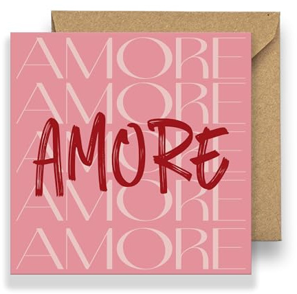 Premium Liebeskarte, Grußkarte, Klappkarte im AMORE Design für Hochzeit, Frau, Freundin, Muttertag, Valentinstag - quadratisch mit Umschlag (148 x 148mm)