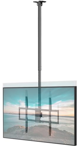 TV Deckenhalterung für 50-100, 80 kg Tragkraft, VESA 800x600 | Höhenverstellbar (1090–1690 mm), Schwenk- & neigbar, Profi TV Halterung für Gewerbe & Heimkino, Schwarz
