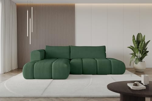 ALTDECOR Ecksofa mit Schlaffunktion und Bettkasten Corner Sofa Bett Eckcouch Couch L-Form Schlafcouch Ausziehbar Wohnlandschaft Schlafsofa Cauchsofa Cloud-L 280x185x90 Grün