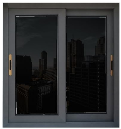 Pellicola Oscurante Vetri Finestre 80 x 200 cm Anti-Uv Controllo Del Calore Pellicola per Vetri Adesiva Statica Antisolare Oscurante per Tutte Le Finestre, Nero