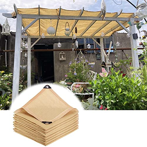 Red de sombra para jardín, 90 % de protección solar, bloqueo UV, tela de sombra con ojales, 1 x 2 m a 7 x 11 m, varios tamaños, color beige, perfecto para uso al aire libre, patio y césped