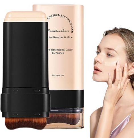 Base En Barra: Fórmula De Cobertura Natural, Textura Y, Diseño De Cepillo Incorporado | Barra De Maquillaje Hidratante Para Una Corrección Radiante Del De La Piel, Ideal Para Las Ci