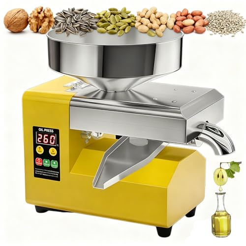 flatpincololee R8S Frantoio a Olio Elettrico Automatico 1500W in Acciaio Inox | Spremi Olive per Olio a Freddo e a Caldo | Macchina per Olio da Semi e Noci | Torchio per Casa e Uso Professionale