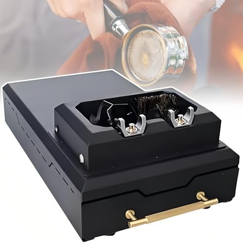 TUPOSTAR Raschietto Elettrico per La Pulizia del Portafiltro per caffè Espresso, Macchina Automatica per La Pulizia del Manico da 58 Mm, per Eventi di Degustazione,Nero