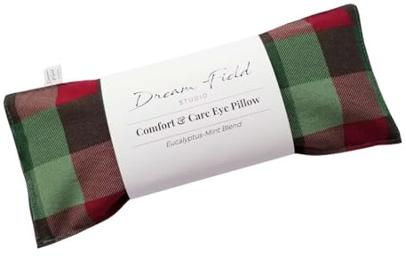 Dream Field Studio Mint Eye Pillow, Flaxseed Fill, Eucalyptus Peppermint Blend, Aromatherapy Eye Mask, Forest Plaid