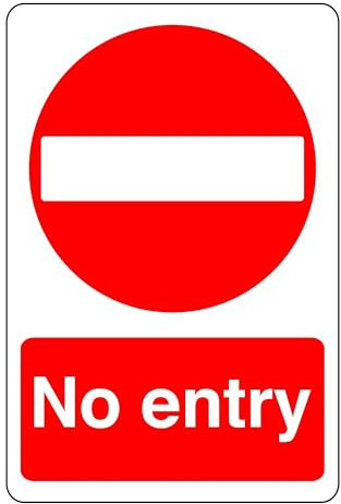 No entry - safety sign - 1.2mm Rigid plastic for indoor/outdoor usage (300mm x 200mm) Viewing Distance within 7m.