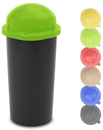 KUEFA HD 60L Müllsackständer, Mülleimer mit Scharnierdeckel und Klemm-Ring Gelber Sack, stabil, strapazierfähig, geruchsdicht, auslaufsicher, universell einsetzbar (Hellgrün)