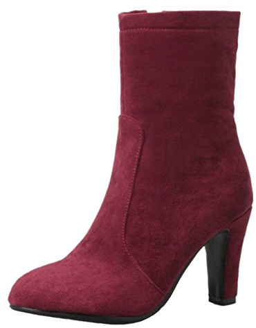 Mo Joc De mujer Botines con Cremallera Tacón Stiletto Botas, granate, 39 EU