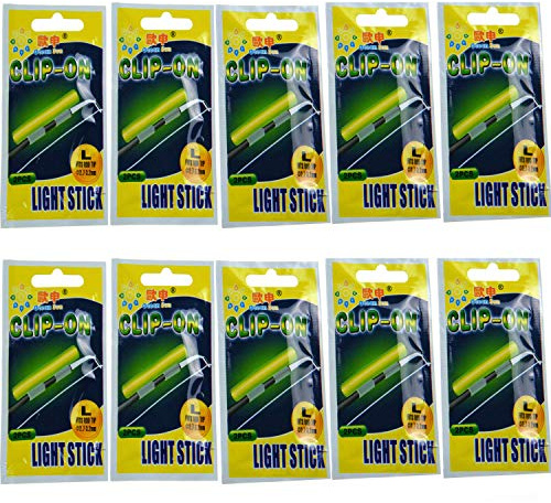 QualyQualy Knicklichter für Angeln 20 Stück in 10 Tütchen Knick Lichtern Knicklicht für Angelruten, Clip-On Knicklicht Knicklichter (20 Stück #L: 2.7-3.2mm)