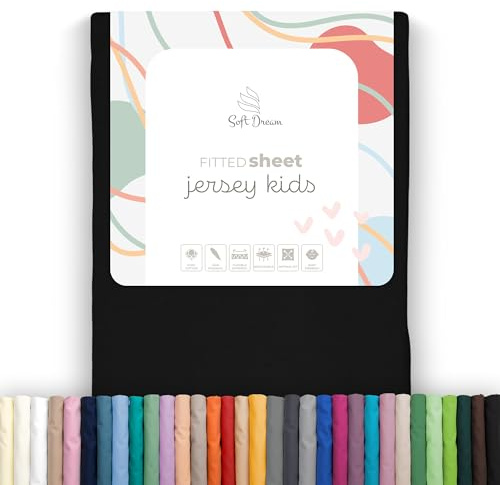 Soft Dream Spannbettlaken 80x160 cm Baumwolle Jersey | Schwarz | Steghöhe 20 cm | 150 g/m² | gekämmte Baumwolle | OEKO-TEX Standard 100