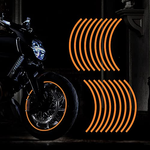TOMALL 17'' Reflektierende Felgenstreifen Aufkleber für Motorradräder Auto Radfahren Fahrrad Fahrrad Nacht Reflektierende Sicherheitsdekoration Universelle Felgen Reflektierende Aufkleber (Orange)