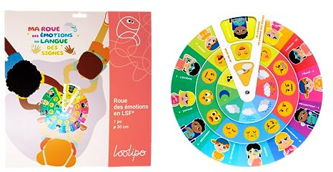 LOOLIPO - MA ROUE DES EMOTIONS EN LANGUE DES SIGNES FRANCAISE - 3 roue en 1 - ø 30 cm - Jeux pédagogiques - Jeux éducatifs - Loisir créatif - Activité manuelle - L637937