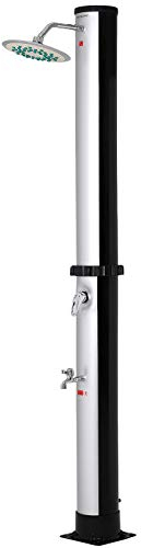 Monzana® Solardusche 35 Liter Gartendusche Campingdusche Pooldusche Schwarz Silber UV-beständigem Kunststoff Regenduschkopf