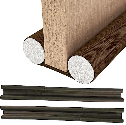 HASA zone Deux Pièces Boudin Porte, 93cm Boudin de Porte Double avec Tissu Oxford Imperméable, Isolant Porte pour Porte Intérieur, Marron