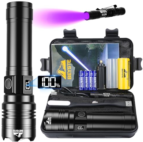 BEYSTE Torcia LED Potente Professionale 1,000,000 Lumens, Torcia LED Ricaricabile USB, Torce LED Alta Potenza Ricaricabili Zoomabile, IPX6 Torcia Tattica Militare Per Campeggio Trekking Emergenza