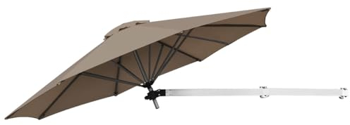 COSTWAY Sonnenschirm für die Wand, Wandschirm kippbar, Balkonschirm mit verstellbarer Aluminiumstange, wandmontierter Gartenschirm für Garten, Balkon, Hof, Ø 247 cm (Braun)