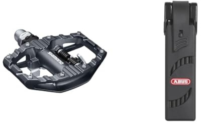 SHIMANO Unisex – Erwachsene EPDEH500 Fahrradpedale, Schwarz, Einheitsgröße & ABUS Faltschloss Bordo Classic 5900/90 ST mit Schlosstasche - Fahrradschloss aus gehärtetem Stahl - ABUS-Sicherheitslevel 8