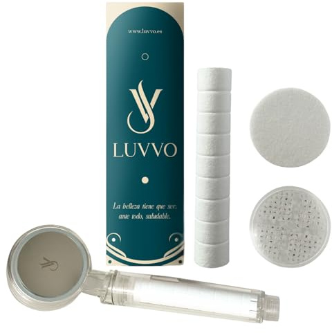 LUVVO Filtro de Ducha – Cabezal con Filtro KDF – Elimina Cloro, Metales Pesados, Purificador de Agua para Ducha, Alta Capacidad de Filtración, Fácil Instalación – Sin BPA, Alcachofa de ducha