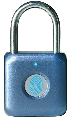 Fingerprint Padlock eLinkSmart Small Smart Padlock Keyless Lock for Locker Gym Cabinets Suitcase Tool Box Suitcase Blue