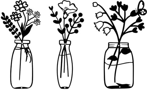 Resama 3 Pcs Metal Flowers Wall Decor Minimalist Vase Wall Art Rustic Wall Art Decor Farmhouse Wall Balcony Wall Sculptures Art for Living Room Kitchen Bathroom
