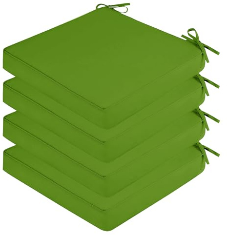 SK Studio 4er Set Stuhlkissen Outdoor wasserdicht Polsterauflage Stuhlauflage Kissen Sitzkissen Bezug abnehmbar mit Eckbändern Grün, 48x48x8cm