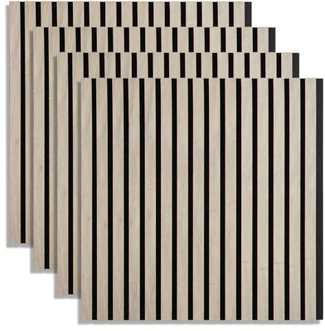 Homestyle4u 4er Set Akustikpaneele 60x60 cm Wandpaneele Grau MDF Holz | Schalldämmende Wandverkleidung innen für Büro und Wohnzimmer, einfache Montage der Dekorpaneele an Wand und Decke