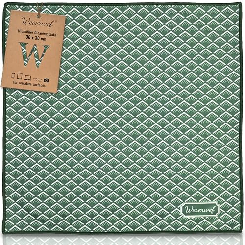 WESERWEF® Panno in Microfibra XXL 30×30 cm – Design Elegante e Pulizia Delicata per Occhiali, Lenti, Schermi, Smartphone e Tablet (wave)