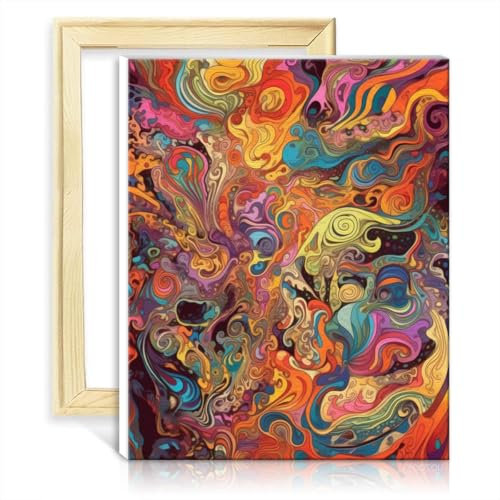 TANGFEIY Malset für Wanddekoration, Wirbel-Portrait, Leinwand, digitales Ölgemälde zum Selbermachen für Erwachsene mit Pinseln und Acrylpigmenten als Heimdekorationsgeschenk mit Rahmen (30 x 40 cm)