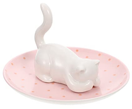 VALICLUD Katzen Schmuck Tablett Ringhalter Schmuckschale Kosmetik Organizer Schmuckteller Keramik Aufbewahrungstablett Für Schmuck Schlüssel Und Mehr