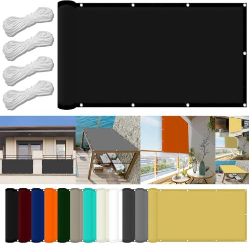 Vela parasole impermeabile ad angolo retto, 0,5 x 1 m, 98% UV, blocco da giardino, vela ombreggiante con corda e kit di fissaggio per piscina, terrazza, serra, tenda ombreggiante, colore nero