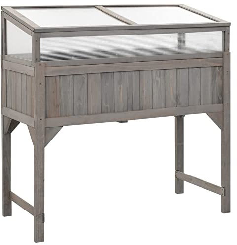ShGaxin Hochbeet mit Gewächshaus 110x54x120 cm Massivholz Tanne, Palettenrahmen, Hochteich, Gemüsebeet, Kräuterregal Balkon, Blumenbeet, Kräuterspirale, Tomatenbeet, Pflanzhochbeet - 316472