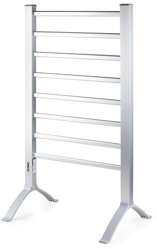 DOMO DO7117DR Elektrischer Wäscheständer - Mit Zeitschaltuhr - 4X schneller als EIN traditionelles Trockengestell - Inklusive Wandbefestigung - 8 beheizte Rohre aus Aluminium - 150W
