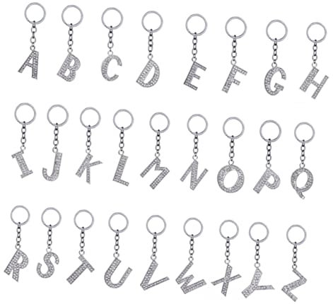 COSMEVIVI Alphabet Schlüsselanhänger Aus Metall Mit Strass Stilvoller Buchstaben- Für Taschen Perfektes Für Geburtstage Vielseitiger Schlüsselring Für Damen Und Herren
