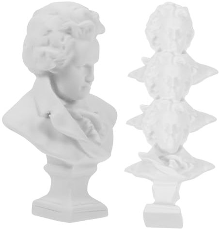 PRETYZOOM 4stücke Kunstharzhandwerk Musikerbüstenkopffigur Mini-gipsstatuenhandwerk Exquisites Statuenornament Fotorequisite Kreative Haushaltsdekoration Palette Tischschmuck