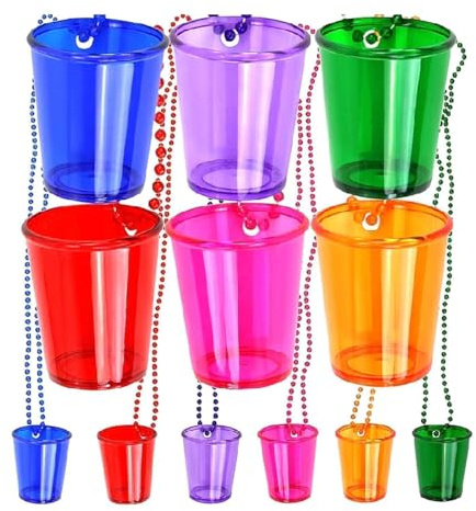 OONOYWOO 12Pcs Hen Party Shot Glasses Beaded Bridal Shot Glass 2 oz Plastic Shot Glasses with Beaded Necklace for Bachelorette Party Birthday Wedding Camping Festival