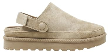 Comfortable Women’s Walking Shoes, Suede Slingback Clogs, Multi-Way Strap Design, Flat Sole, (Beige, Adult, Women, 7, Numeric, UK Footwear Size System, Wide)
