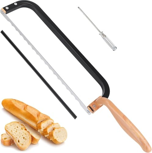 Brotbogenmesser Brotmesser Wellenschliff Brotschneidemesser Scharf Bread Slicer Schneider mit verbessertem Griff, einfaches Schneiden von Sauerteigbrot, Baguettes und Früchten