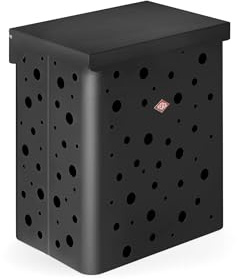 WESCO Wäschebox Duo 1 schmal in der Farbe graphit matt aus pulverbeschichtetem Stahlblech gelocht, 2x 32 Liter Kunststoffeinsätze in grau, für Schrankausstattung geeignet, Maße: 49,5 x 34,5 x 55,5 cm