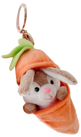 Duroecsain Bunny Plush Toy, Bunny rembourré,Keechain en peluche de lapin de carotte - Carottes douces pour ornements multi-fonctionnels